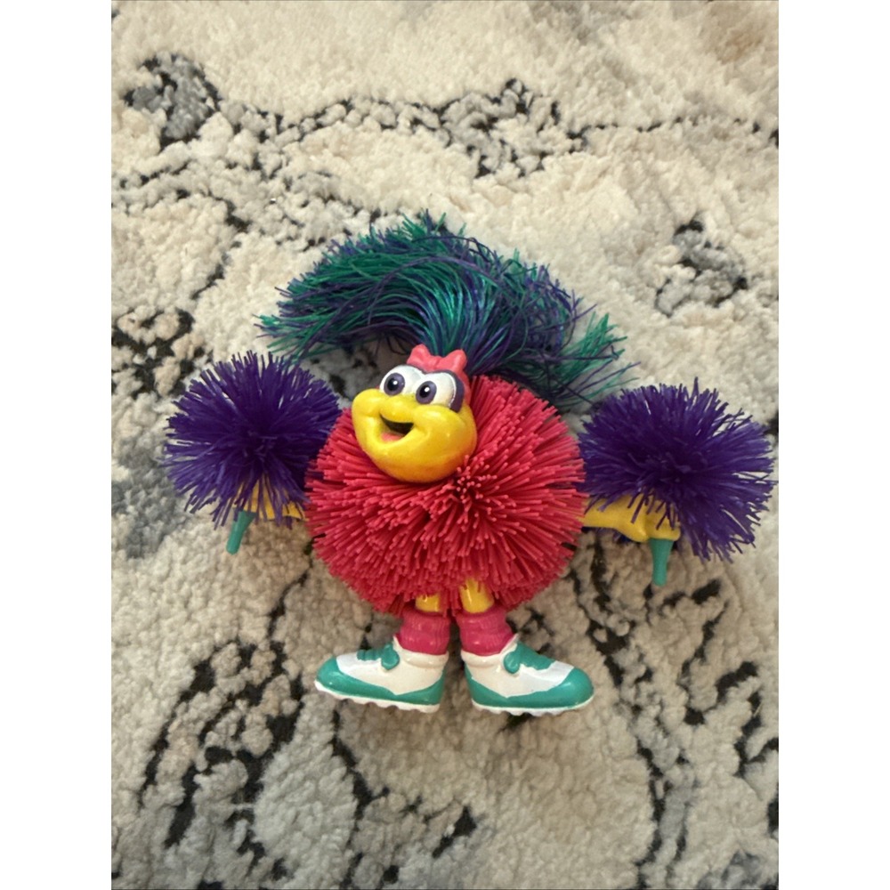 Vintage Rare 90s Odzzon Kooshlings Kids Pink Yellow Girl Bendable w Pom Poms EUC
